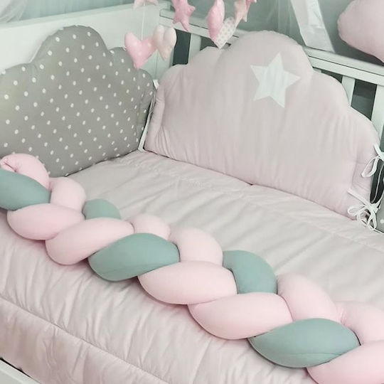Baby Star Cloud Crib Bumper Inside Pink 40x190cm 7123PinkG