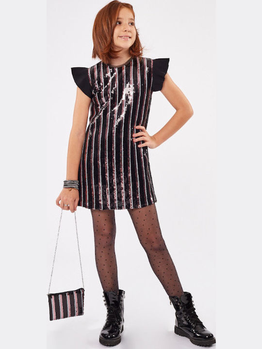 Children's Dress Short Sleeve Set with Accessories Black