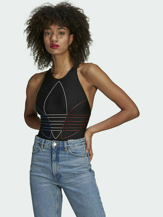 Adicolor Primeblue Tricolor Trefoil Activewear Swimsuit Black