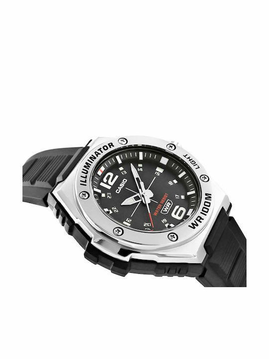 Casio Herrenuhr 50mm Batterie mit Schwarz Kautschukarmband