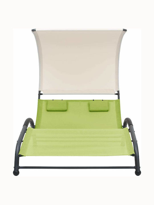 Liegestuhl-Bett Doppel Metall mit Textilene-Stoff & Sonnenschirm 190x137x158cm.