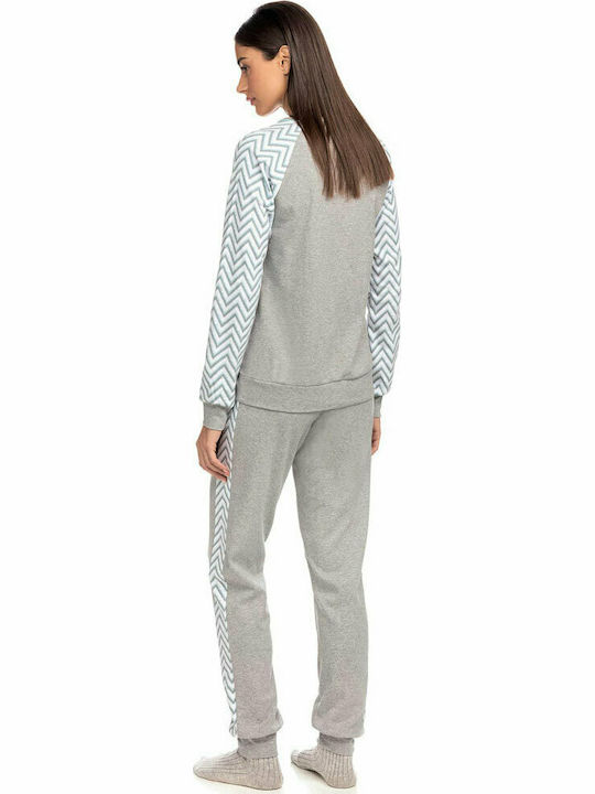 Vamp Winter Damen Pyjama-Set Baumwolle Gray