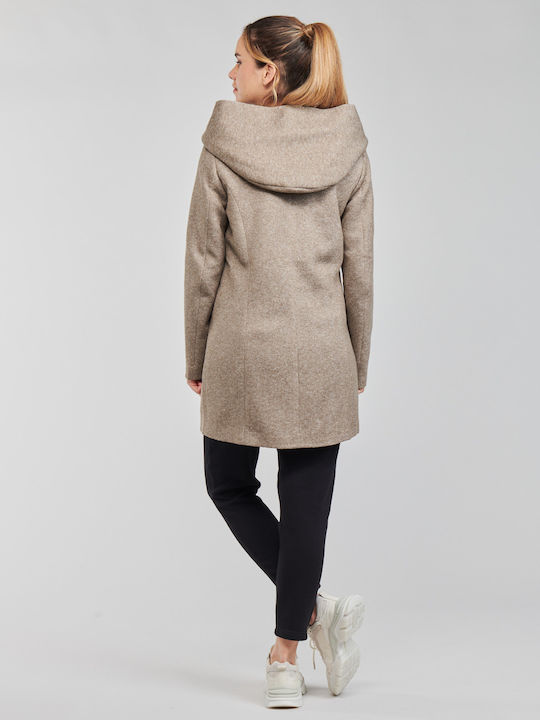 Women's Walnut Peacoat with Hood