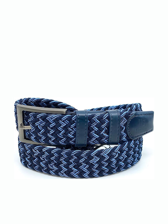 Elastic Men's Belt Knitted Blue