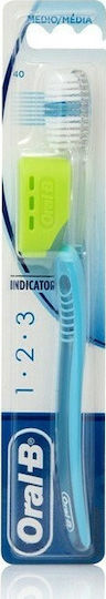 Oral-B 1-2-3 Indicator 40 Periuță De Dinți Mijlocie Albastru Deschis