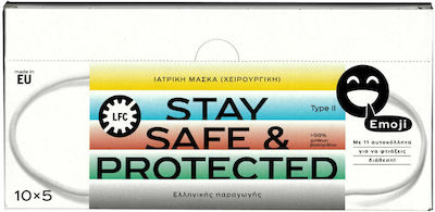 Larisa Face Cover Stay Safe & Protected Emoji Ιατρική Μάσκα Type II Πράσινο 50τμχ