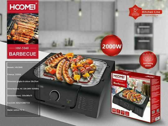 Hoomei Tabletop Electric Grill Grill 2000W with Adjustable Thermostat