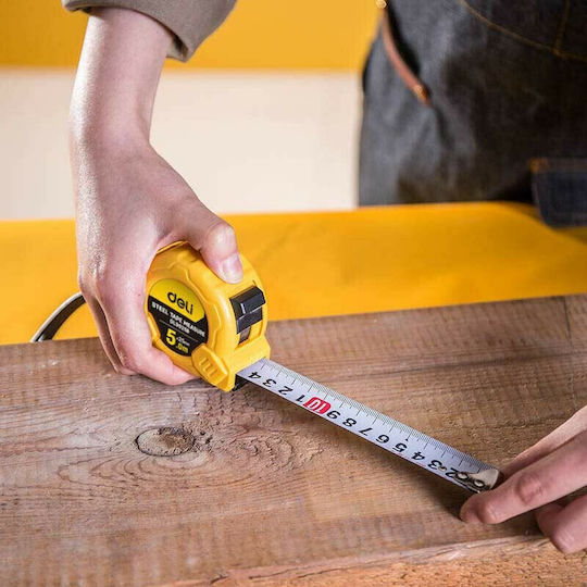 Deli Tape Measure with Auto-Rewind 25mm x 5m E