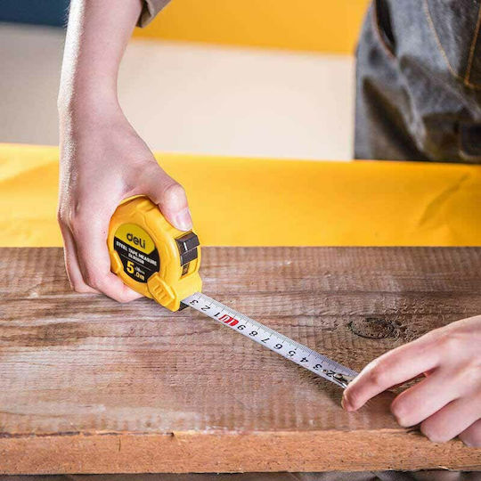 Deli Tape Measure with Auto-Rewind 19mm x 5m E