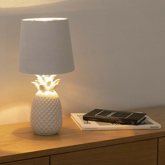 Navaris Ceramic Table Lamp for Socket E14 with White Shade and Base