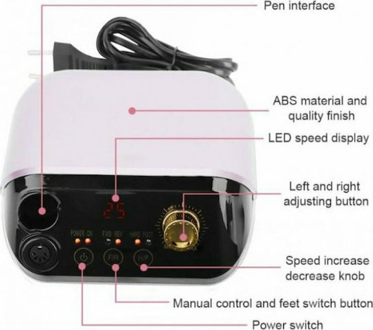 SML M1 Nail Drill Power 30W Purple with 25000 Rotations per Minute