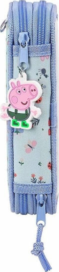 Safta Peppa Pig Pencil Case Full 28pcs with 2 Compartments Light Blue