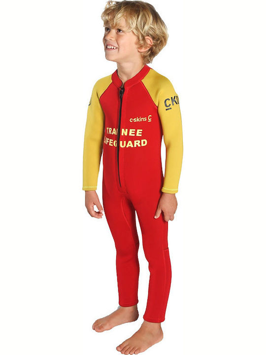 C-Skins Red Trainee Kids Full Wetsuit for Diving with Zip