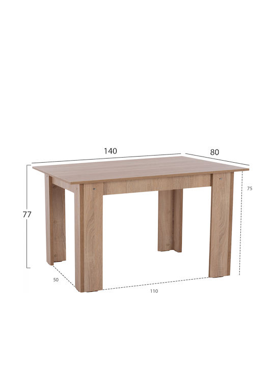 Kelvin Table Kitchen Wooden Sonama Oak 140x80x77cm