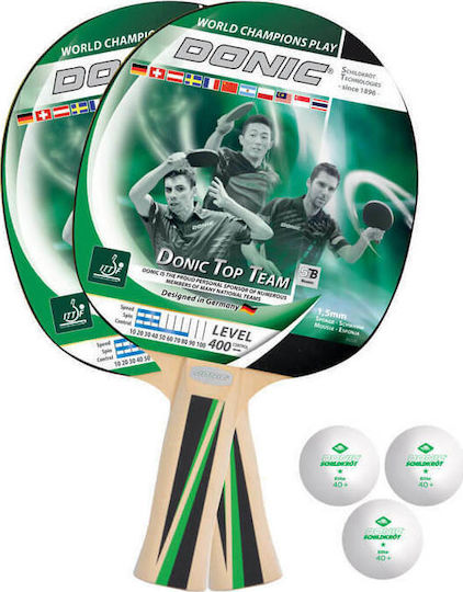 Donic Top Team 400 Σετ Ρακέτες Ping Pong για Αρχάριους Παίκτες