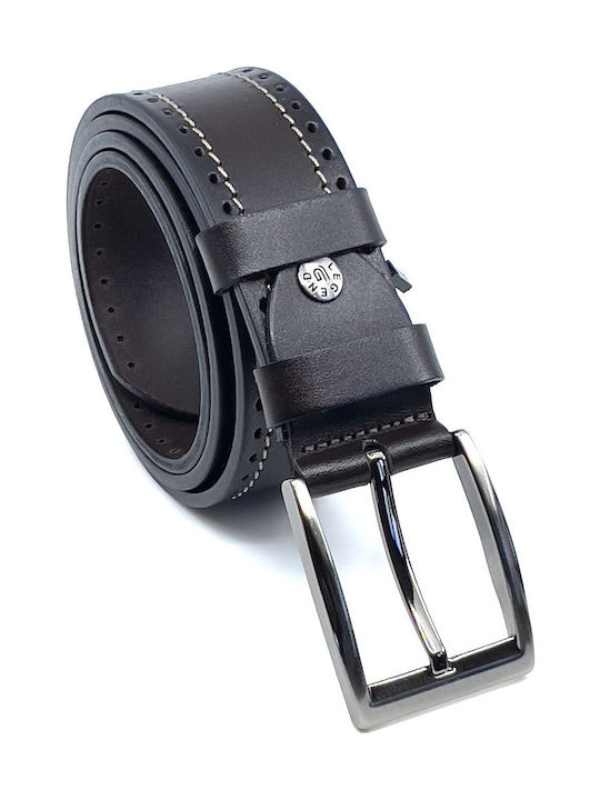 LEATHER BELT BROWN 4 CM L-306