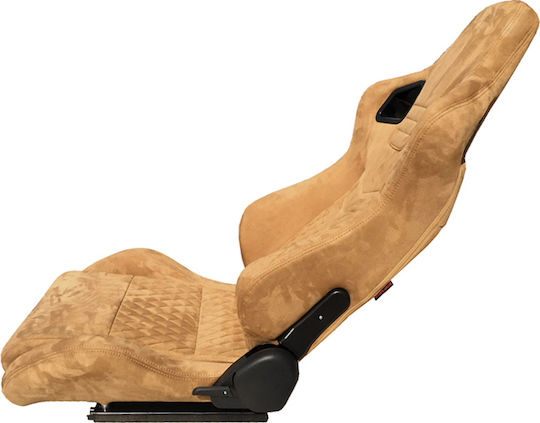 Carner Комплект колички за кола Кошница Седалки за кола Bucket RS Suede Alcantara Beige с бежови шевове - комплект от 2 броя Бежов