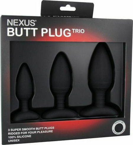 Nexus Butt Plug Trio Super Smooth & Rigged Anale Plugs Elektrische Gitarren Schwarz 3Stück