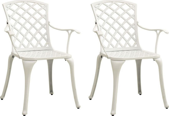 Garten- und Outdoor-Möbelsets für kleinen Raum Bistro 3Stücke Weiß mit Sonnenschirmhalter