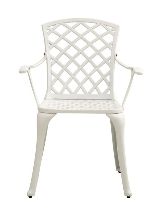 Bistro Dining Room Set for Small Outdoor Spaces 3 Pieces White with Umbrella Holder