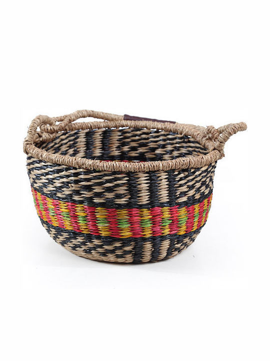 Set of Decorative Baskets Straw with Handles Multi 5pcs Soulworks