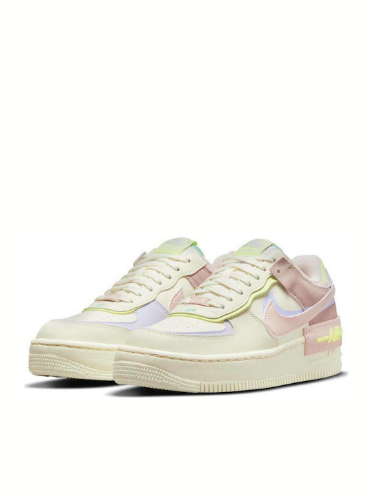 Nike Air Force 1 Shadow Γυναικεία Flatforms Sneakers Cashmere / Pure Violet / Pink Oxford / Pale Coral