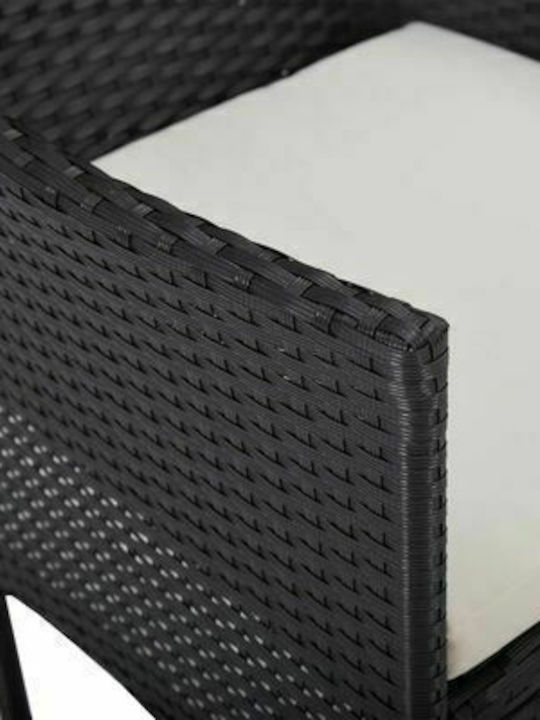 Outdoor Chair Rattan Black / Cream Pillow with Cushion 2pcs 52x57x84cm