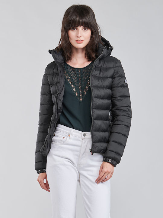 Fuji Scurt Jachetă de femei Puffer pentru iarnă Negru