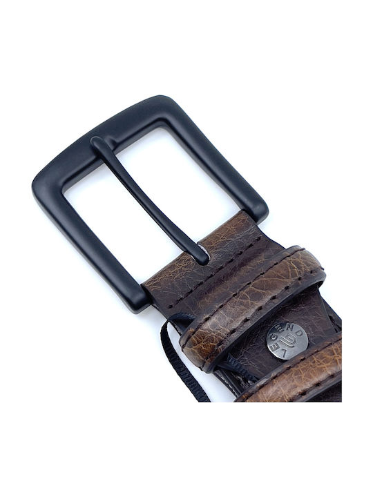 Black Wide Men's Belt Leather Brown