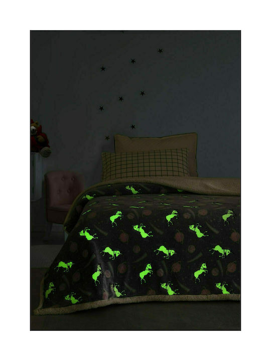 Velvet Unicorns Fluorescent Gray Kids Blanket 160x220cm