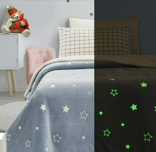 Blanket Velvet Stars Glowing Blue 160x220cm