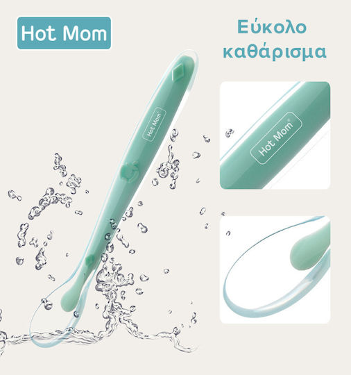 Hot Mom Baby Set with Spoons made of Silicone Multicolored 2pcs