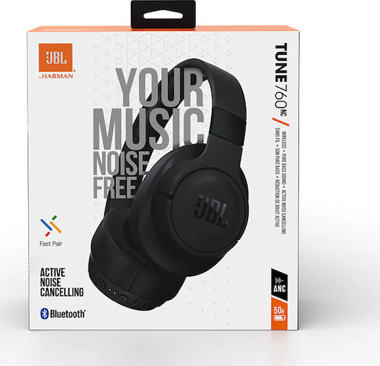 JBL Tune 760NC Wireless / Wired Over Ear Headphones with Radio with 35 Hours Playing Time and Quick Charge Black