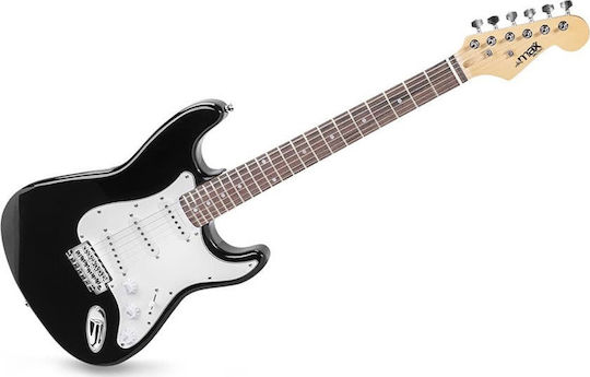 Max Audio Gigkit Set Electric Guitar Stratocaster with SSS Pickup Configuration Black with Case