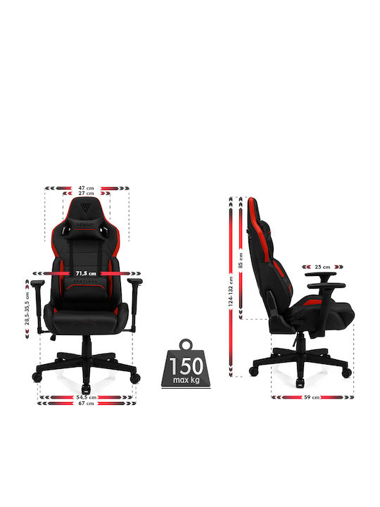 SENSE7 Sentinel Καρέκλα Gaming Δερματίνης με Ρυθμιζόμενα Μπράτσα Κόκκινη