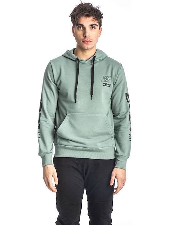 Paco & Co Herren Sweatshirt mit Kapuze und Taschen Grün