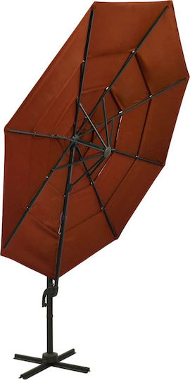 Hanging Circular Aluminum Parasol Terra Cotta Diameter 3m