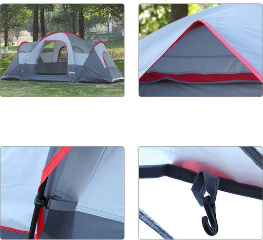 Outsunny Σκηνή Camping Τούνελ Γκρι 4 Εποχών για 6 Άτομα 455x230x180εκ.
