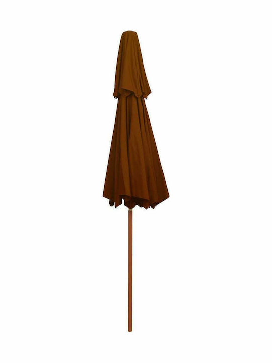 Round Wooden Parasol Terracotta Diameter 2.7m