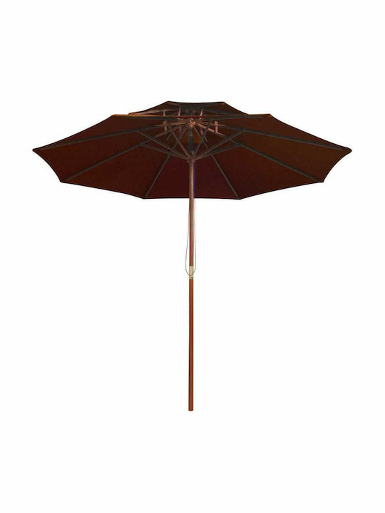 Round Wooden Parasol Terracotta Diameter 2.7m