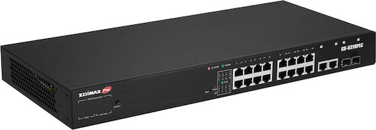 Edimax GS-5216PLC Unverwaltet L2 PoE+ Switch mit 16 Ports Gigabit (1Gbps) Ethernet und 2 SFP Ports