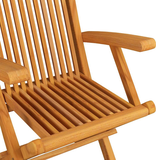 Градински Стол Дървен Дърво Teak Бордо с Възглавница 3 Бройки 55x60x89см