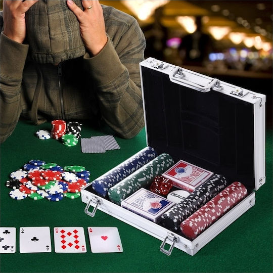 HomCom Σετ 200 Μάρκες Poker σε Βαλίτσα