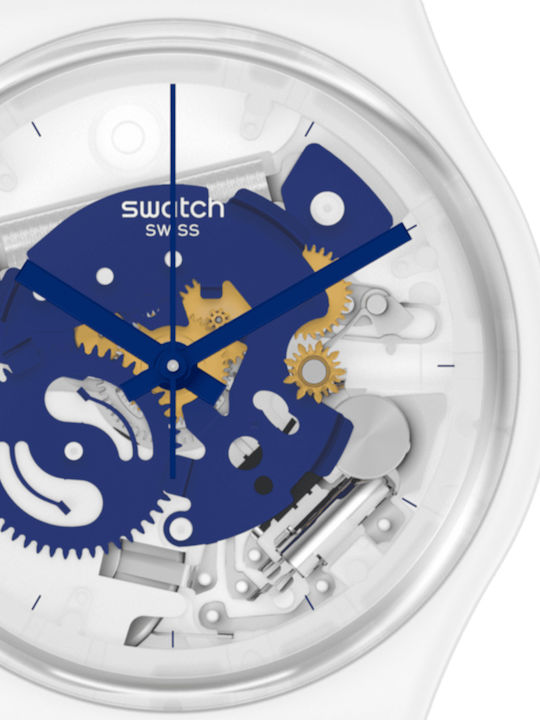 Swatch Bioceramic Herrenuhr 34mm Batterie mit Weiß Kautschukarmband