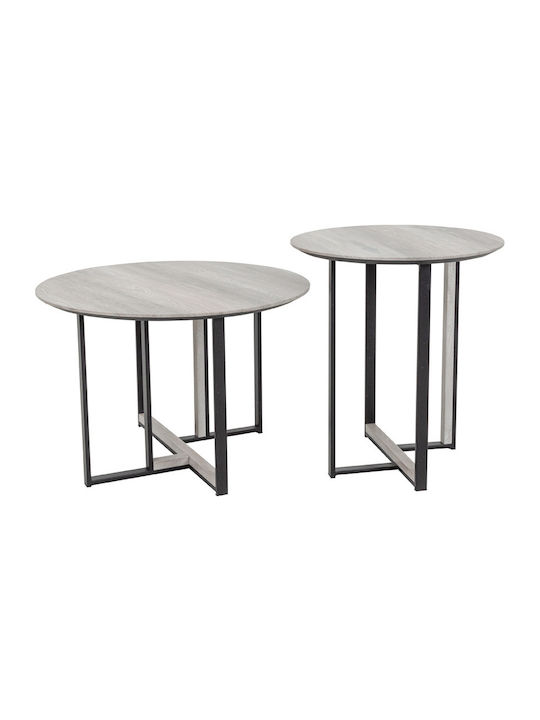 Round Central Coffee Table Combo Wooden Sonoma Decape Black 60x60x40 cm