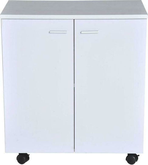 Cabinet de Birou cu roți Alb 60x35x65cm