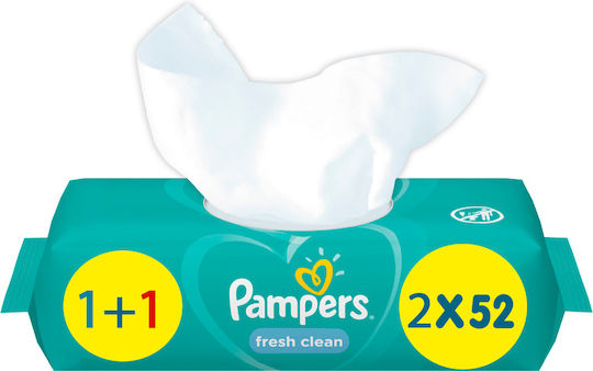 Pampers Fresh Clean Baby Wipes without Alcohol & Parabens 2x52pcs