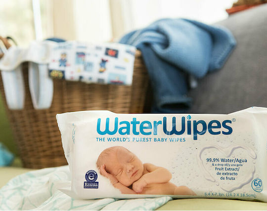 WaterWipes Hypoallergenic Baby Wipes with 99.9% Water Alcohol-Free and Parabens Free 60 Pieces