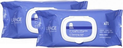 Uriage 1st Cleansing Hypoallergenic Baby Wipes with Aloe Vera 2x70pcs