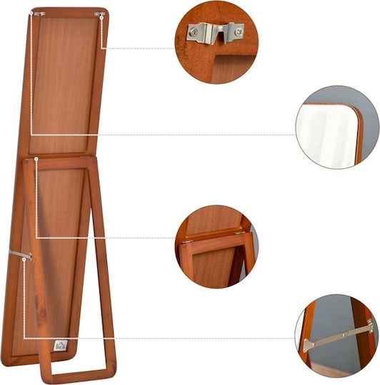 HomCom Oglindă De Podea Cu Cadru Din Lemn Maro 156x37cm